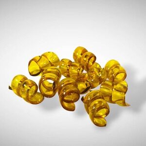 Amber Lucite Twist Napkin Rings Set of 10 Acrylic Retro Spiral